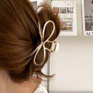Golden Metal Bowknot Hair Claw Clip Accessory